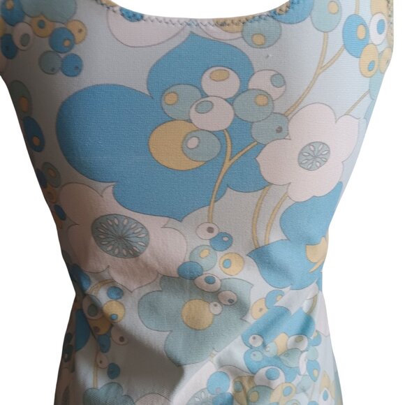 Small Vintage Top 1960's 1OF1 Handmade Stretch Knit Psychadelic Flower Tank Top - Picture 5 of 6